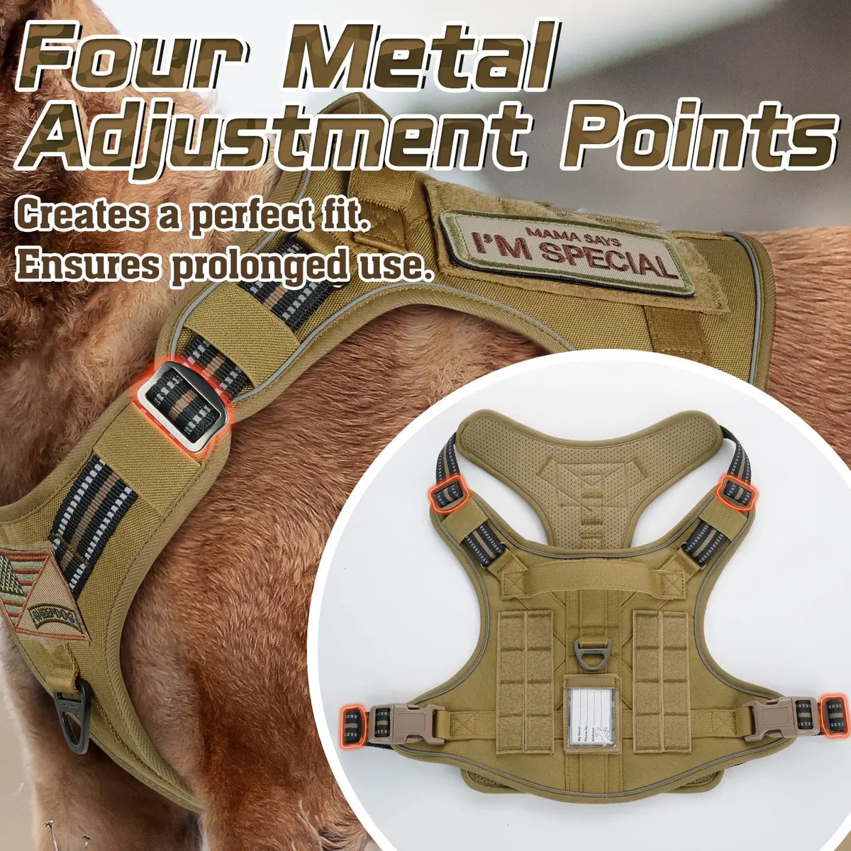 rabbitgoo Tactical Dog Harness for X-Large | No Pull Military Service Vest with MOLLE System - view 2