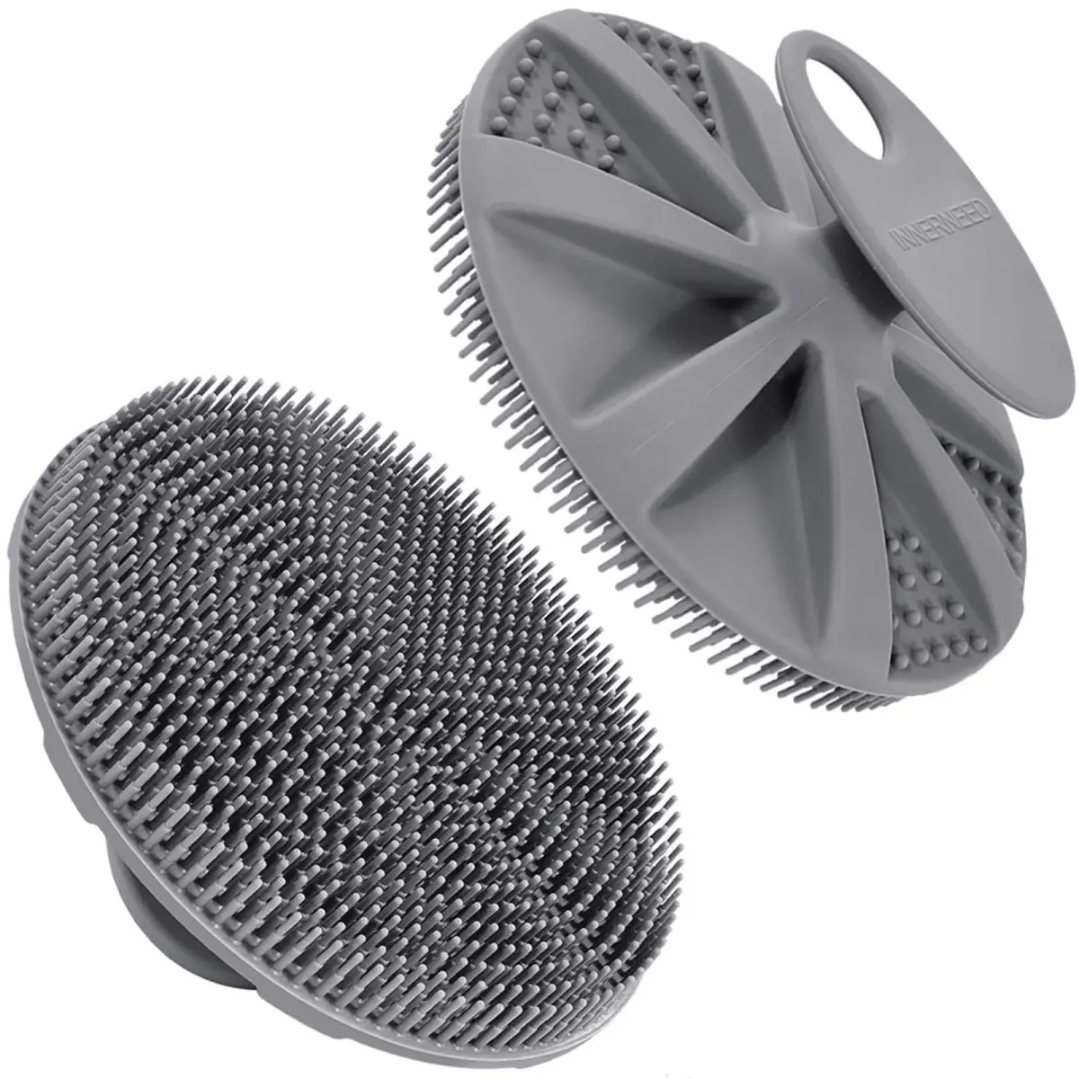 INNERNEED Food-Grade Silicone Body Scrubber Shower Brush Gray | Gentle Exfoliation for All Skin Types - main product image