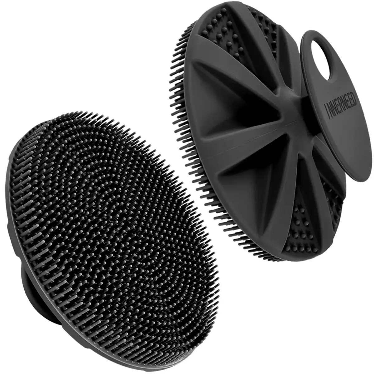 INNERNEED Food-Grade Soft Silicone Body Scrubber Shower Brush Black | Gentle Exfoliation for All Skin Types - main product image