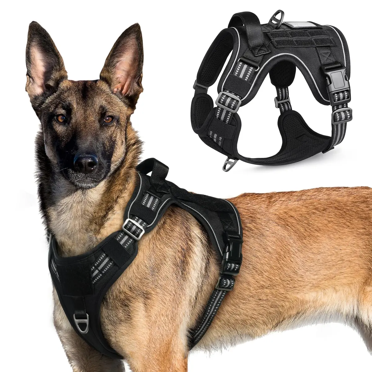 rabbitgoo Tactical Dog Harness for X-Large | No Pull Military Service Vest with MOLLE & Reflective Strips - main product image