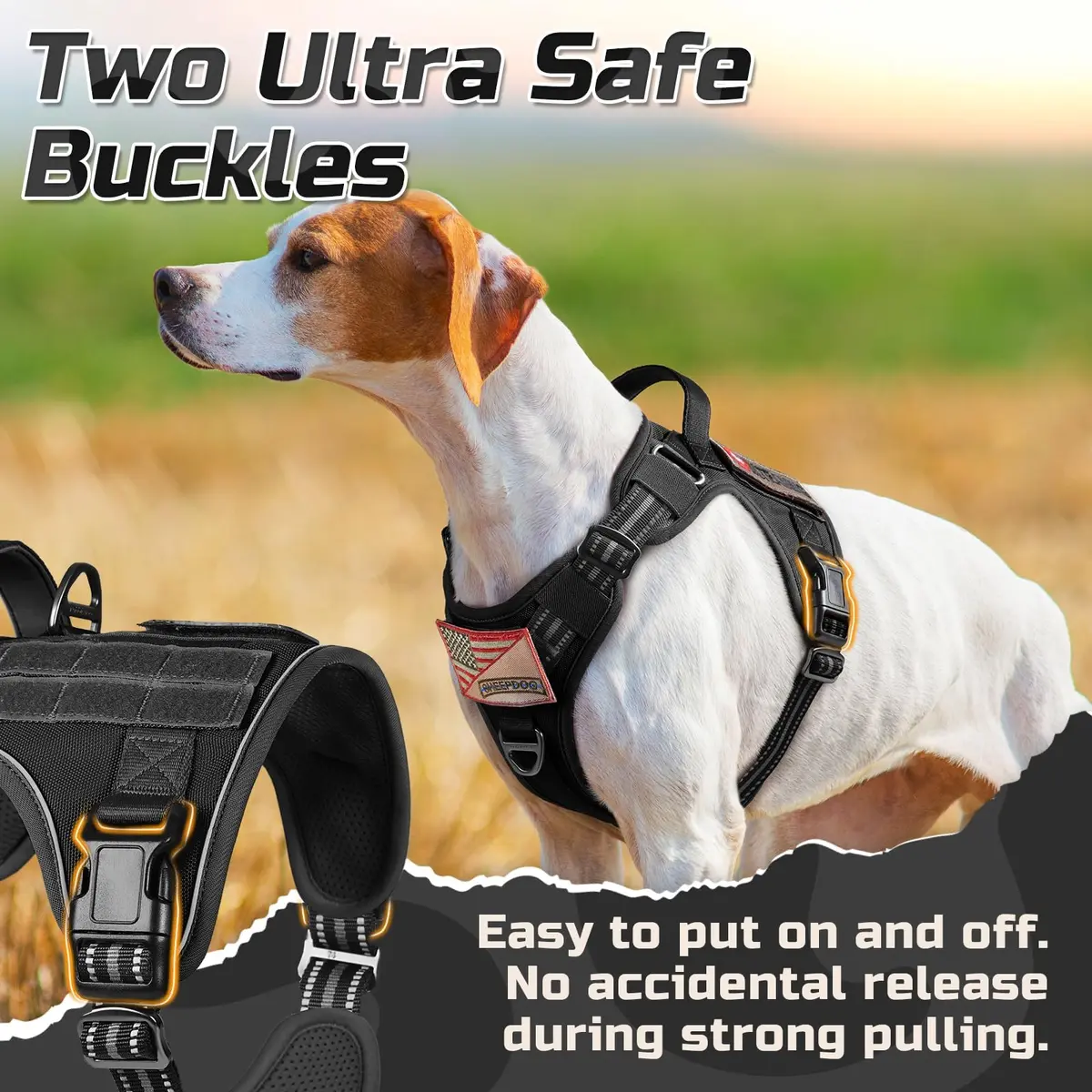 rabbitgoo Tactical Dog Harness for X-Large | No Pull Military Service Vest with MOLLE & Reflective Strips - view 5