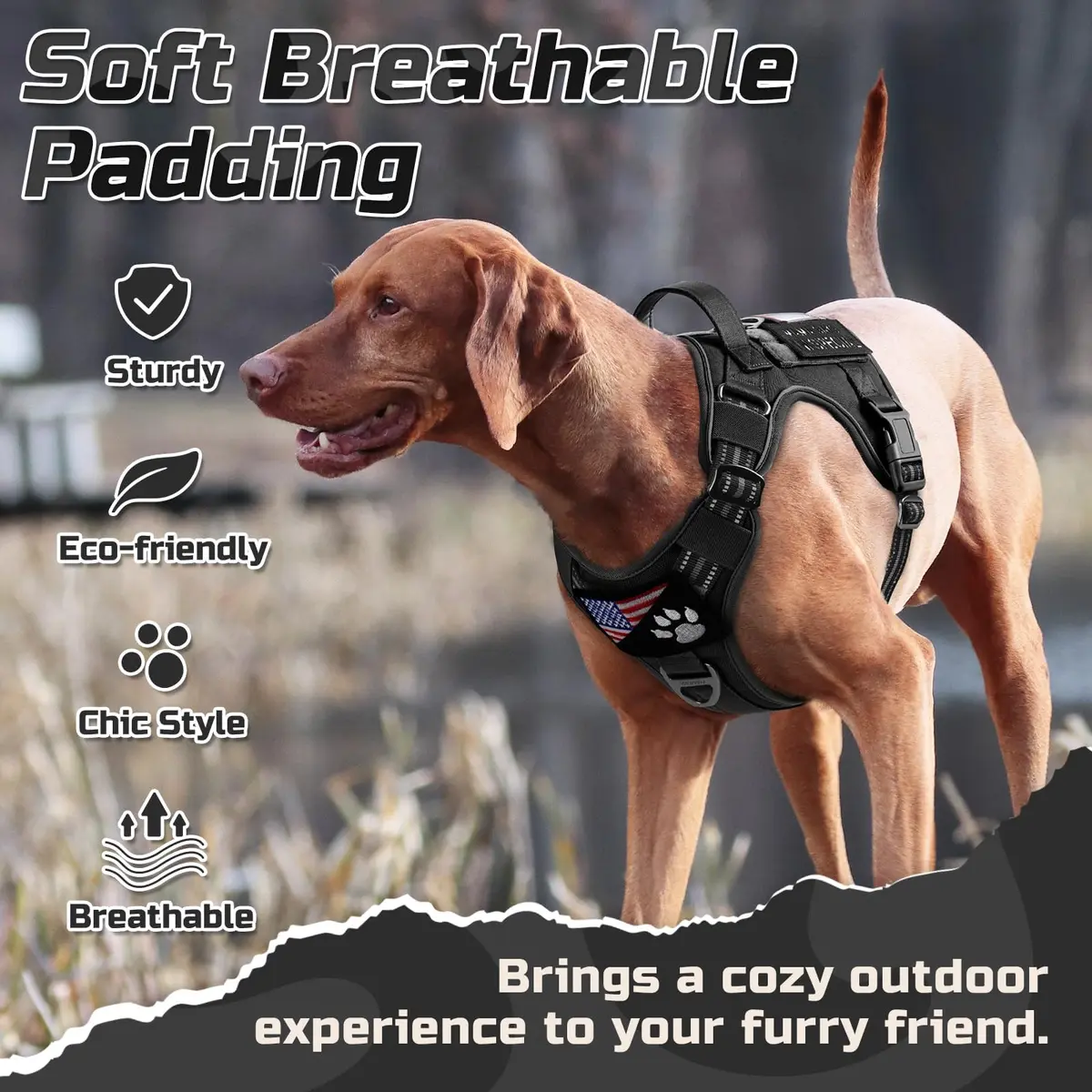 rabbitgoo Tactical Dog Harness for X-Large | No Pull Military Service Vest with MOLLE & Reflective Strips - view 6