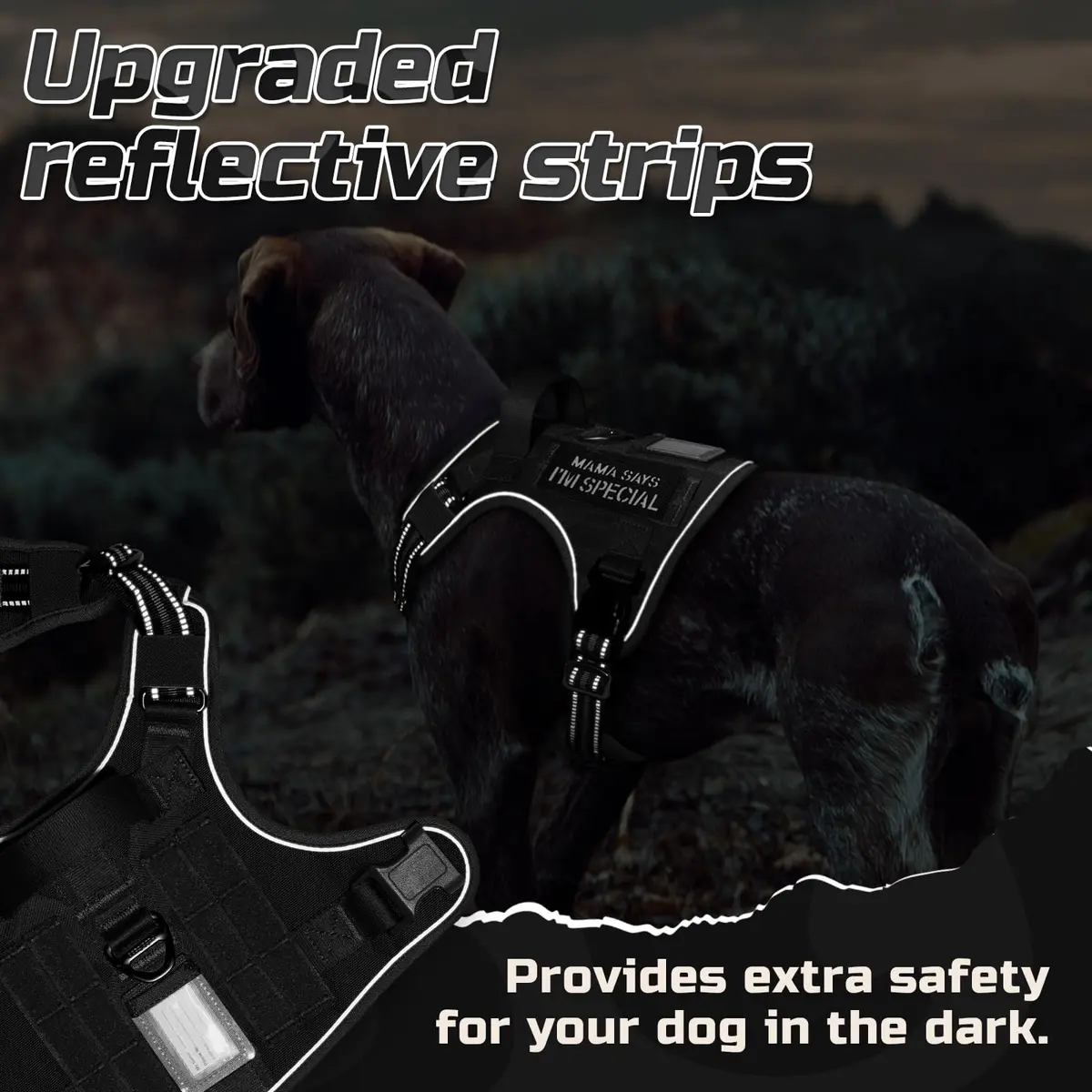rabbitgoo Tactical Dog Harness for X-Large | No Pull Military Service Vest with MOLLE & Reflective Strips - view 7