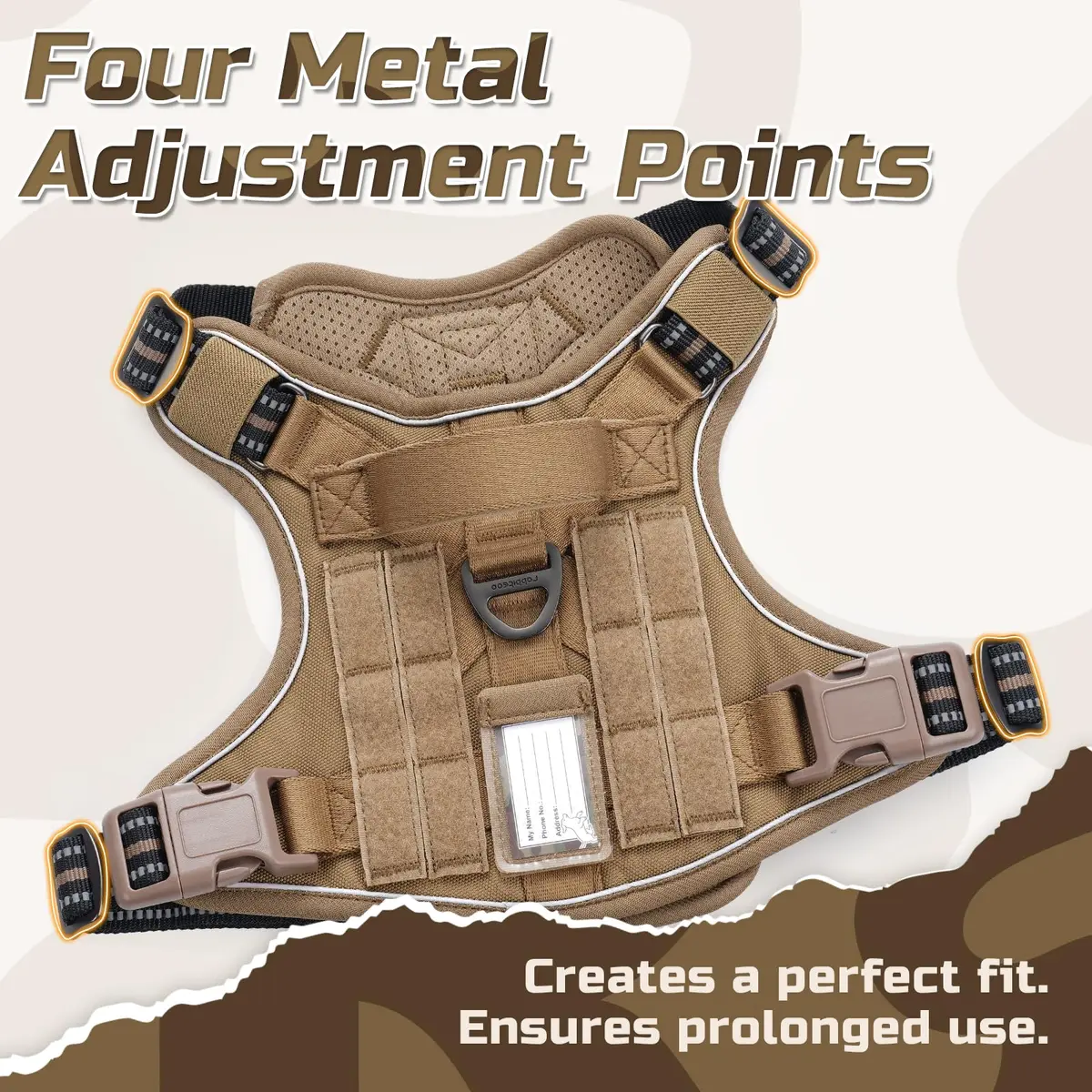rabbitgoo Tactical Dog Harness for Medium | No Pull Military Service Vest with Reflective Strips - view 5