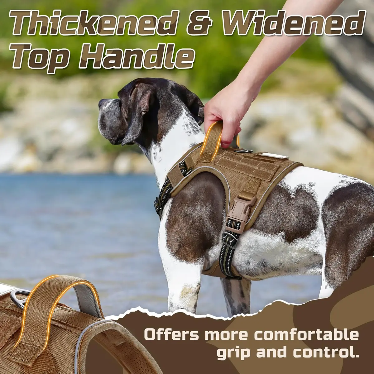 rabbitgoo Tactical Dog Harness for Medium | No Pull Military Service Vest with Reflective Strips - view 6