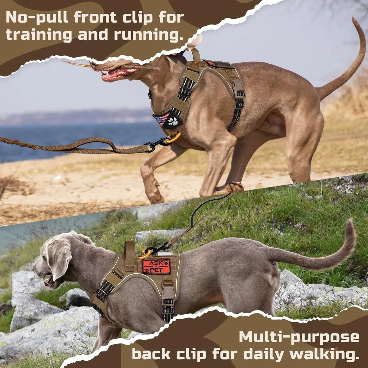rabbitgoo Tactical Dog Harness for Medium | No Pull Military Service Vest with Reflective Strips - view 7