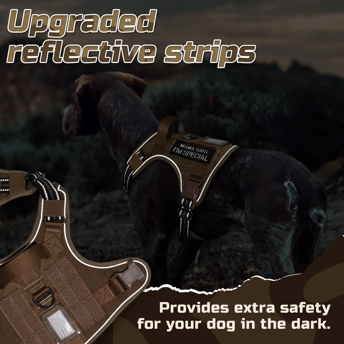 rabbitgoo Tactical Dog Harness for Medium | No Pull Military Service Vest with Reflective Strips - view 8