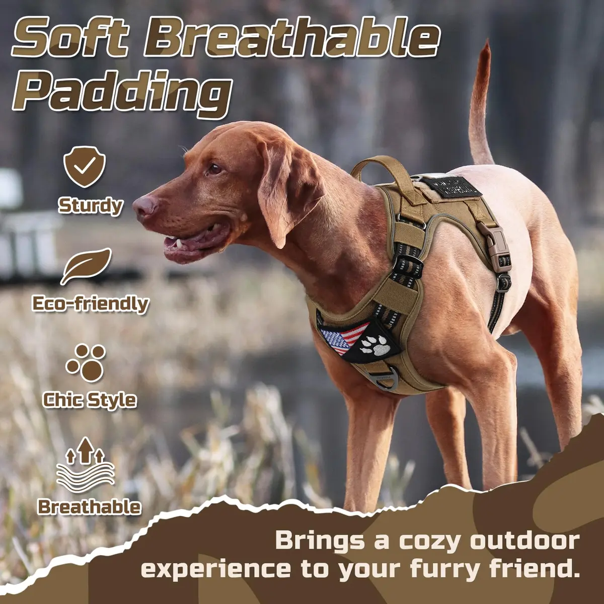 rabbitgoo Tactical Dog Harness for Medium | No Pull Military Service Vest with Reflective Strips - view 3