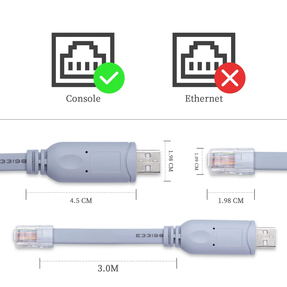 jeefull power Console Cable USB to RJ45 Serial Adapter 10FT | FTDI Chip for Cisco & More - view 3