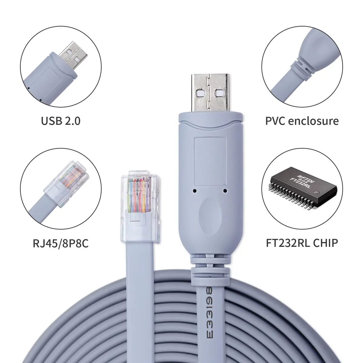 jeefull power Console Cable USB to RJ45 Serial Adapter 10FT | FTDI Chip for Cisco & More - view 4