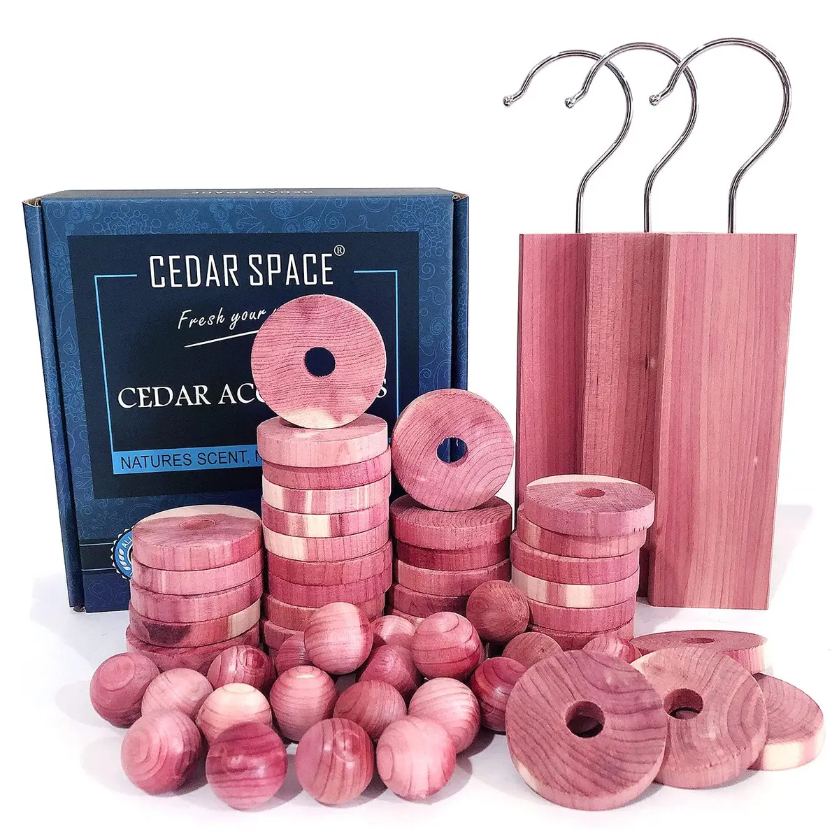 Cedar Space Cedar Blocks for Clothes Storage, 60 PCS | Natural Cedar Wood for Moth Protection - main product image