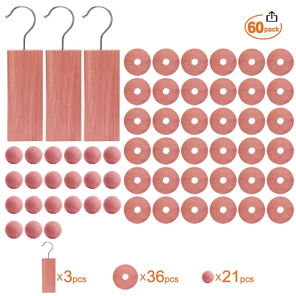 Cedar Space Cedar Blocks for Clothes Storage, 60 PCS | Natural Cedar Wood for Moth Protection - view 2
