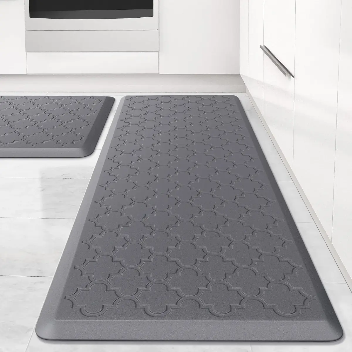 SoftDuo Anti-Fatigue Floor Mats 43.9cm x 119.4cm (17.3"x47") | Grey Farmhouse Kitchen Comfort Set - main product image
