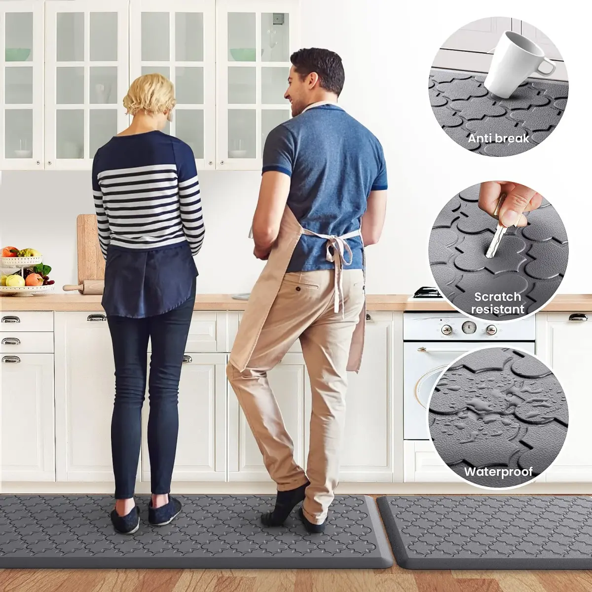 SoftDuo Anti-Fatigue Floor Mats 43.9cm x 119.4cm (17.3"x47") | Grey Farmhouse Kitchen Comfort Set - view 6