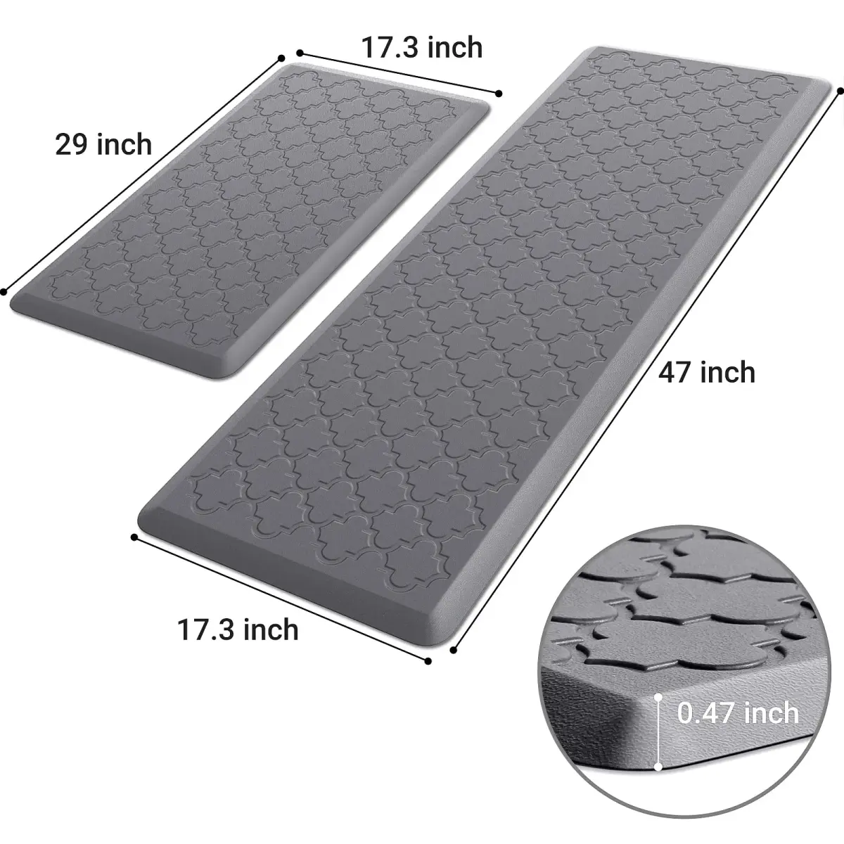 SoftDuo Anti-Fatigue Floor Mats 43.9cm x 119.4cm (17.3"x47") | Grey Farmhouse Kitchen Comfort Set - view 2