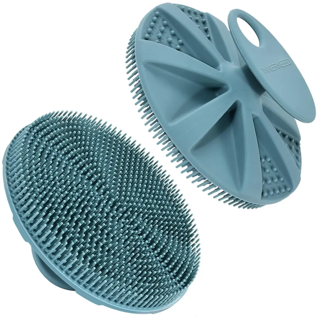 INNERNEED Food-Grade Silicone Body Scrubber Shower Brush, Dark Green | Gentle Exfoliation for All Skin Types - main product image