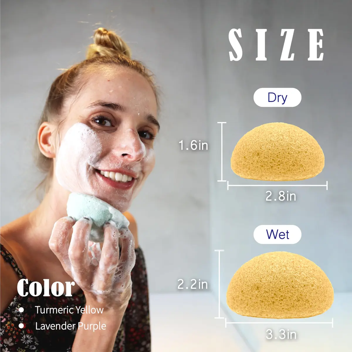 myHomeBody Natural Konjac Facial Sponge, Turmeric & Lavender | Gentle, Vegan, All Skin Types - view 2