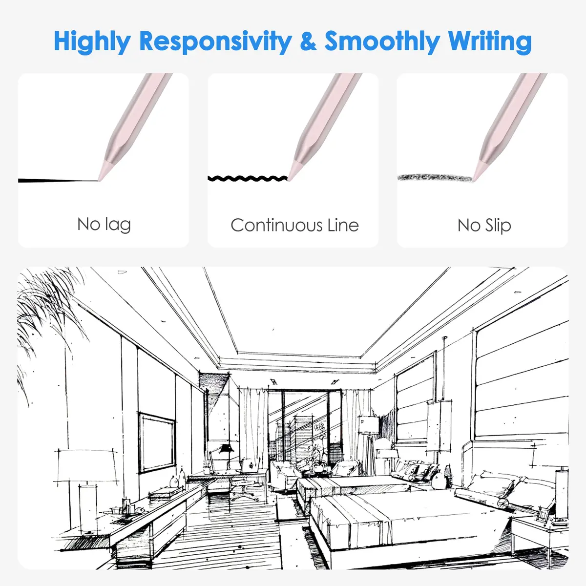 GFOX Input Pen for iPad 2018-2022 | Precise, Magnetic, Palm Rejection, Rosegold - view 8