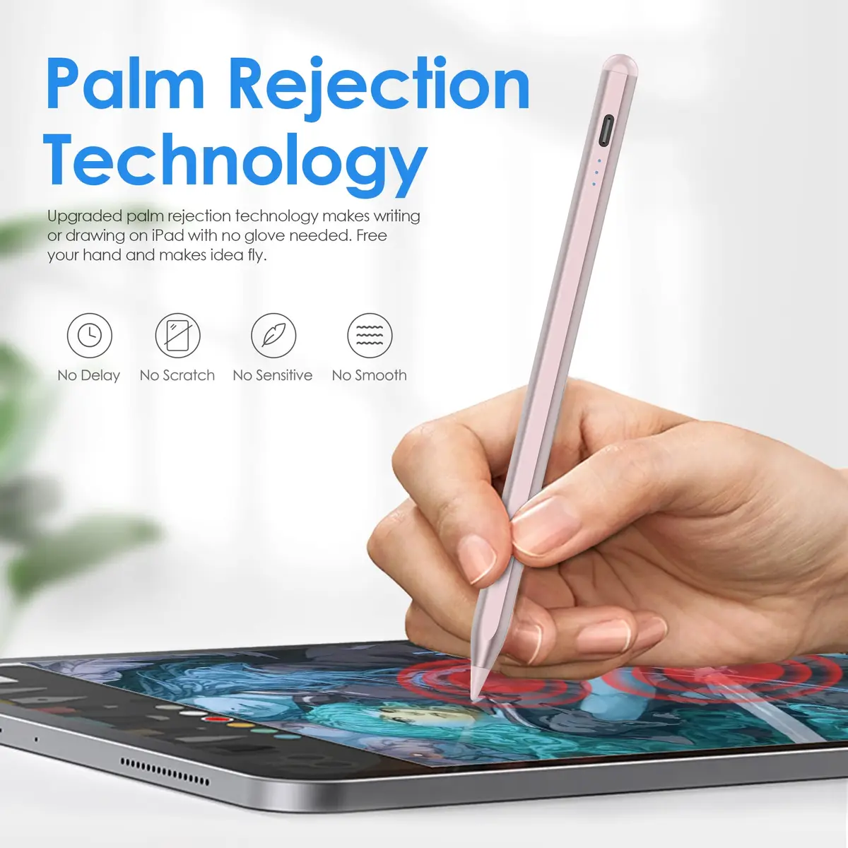 GFOX Input Pen for iPad 2018-2022 | Precise, Magnetic, Palm Rejection, Rosegold - view 4