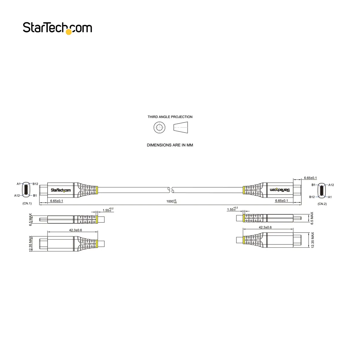 StarTech 1m USB-C Cable 10Gbps 100W | Thunderbolt Compatible, 8K DisplayPort - view 5