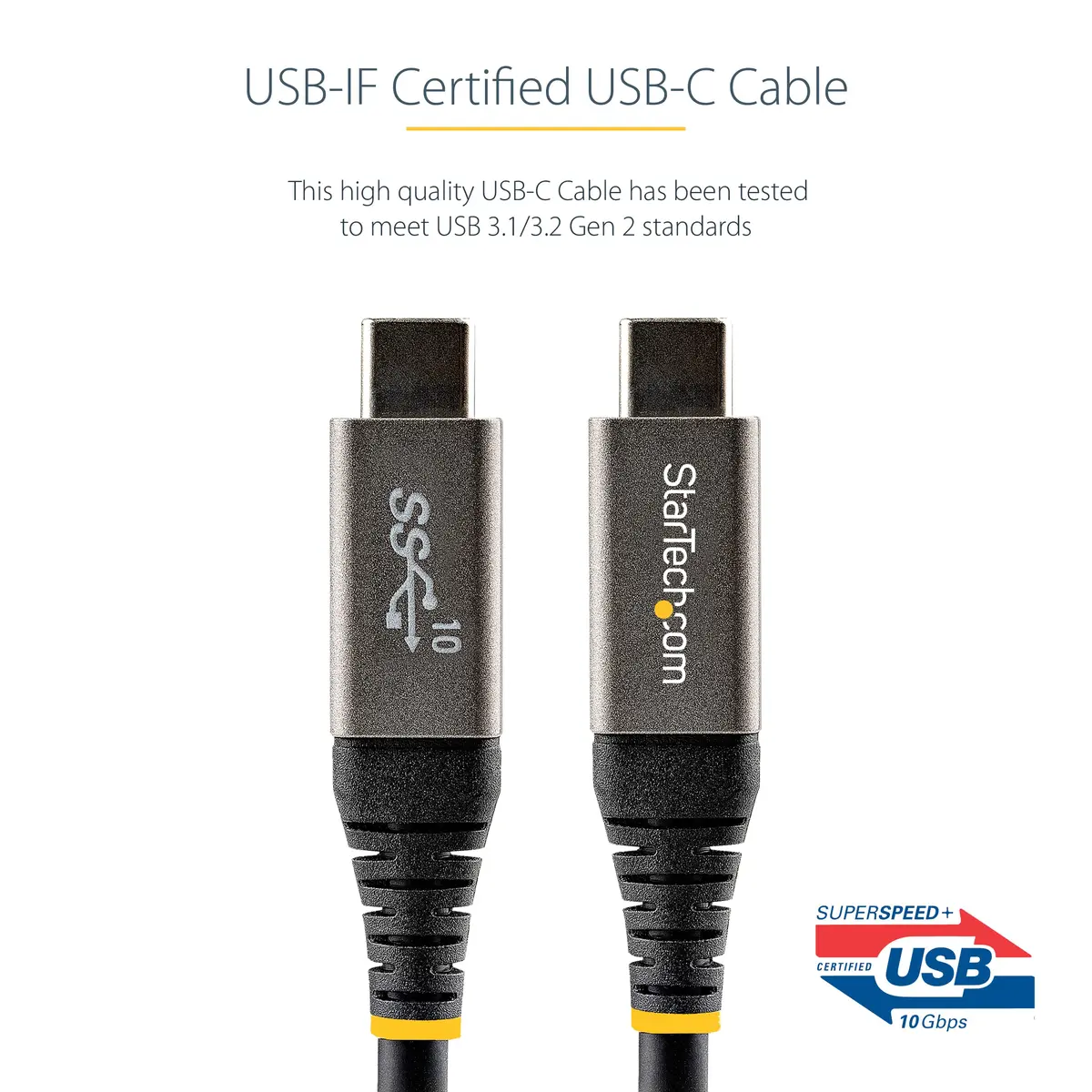 StarTech 1m USB-C Cable 10Gbps 100W | Thunderbolt Compatible, 8K DisplayPort - view 2