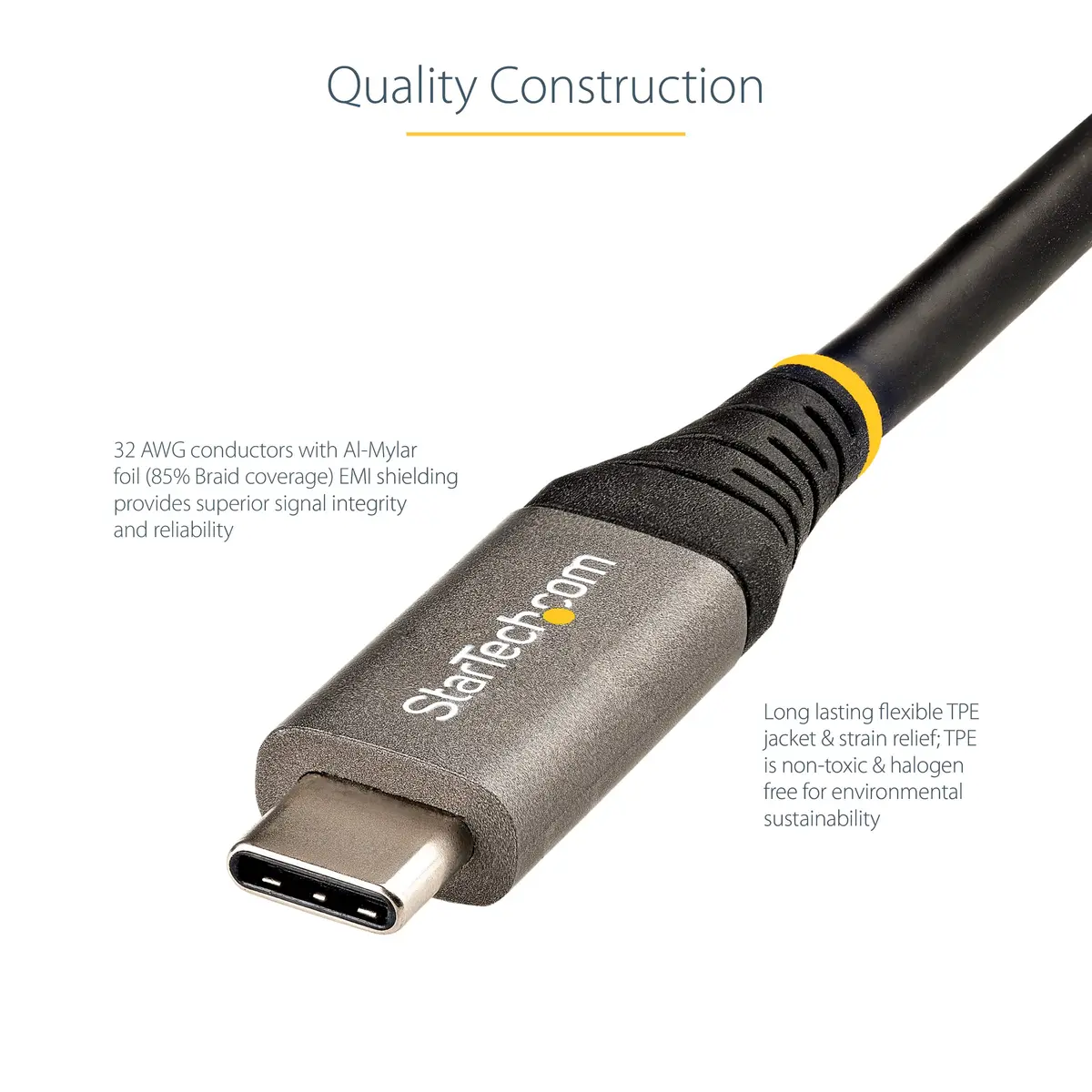 StarTech 1m USB-C Cable 10Gbps 100W | Thunderbolt Compatible, 8K DisplayPort - view 3