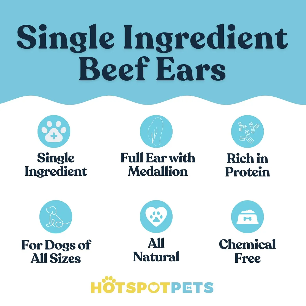hotspot pets All-Natural Cow Ears Dog Chews (50 Pack) | Long-Lasting, Single Ingredient Treat for Healthy Teeth & Gums - view 2