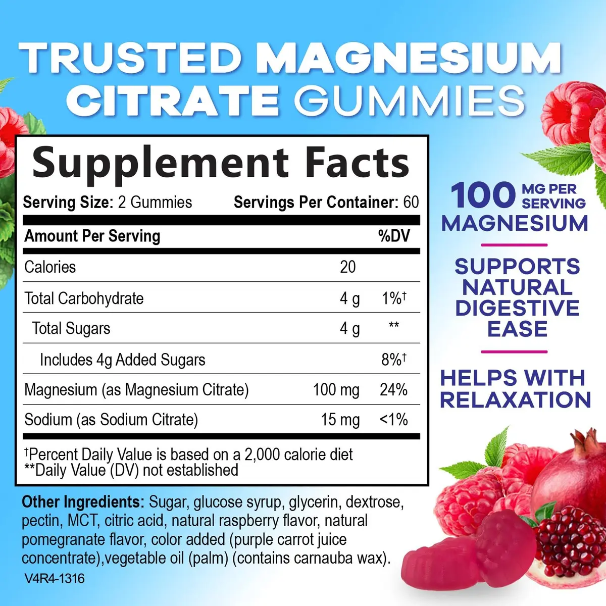 Nature's Nutrition Magnesium Citrate Gummies | 120 Count (453 g) - view 2