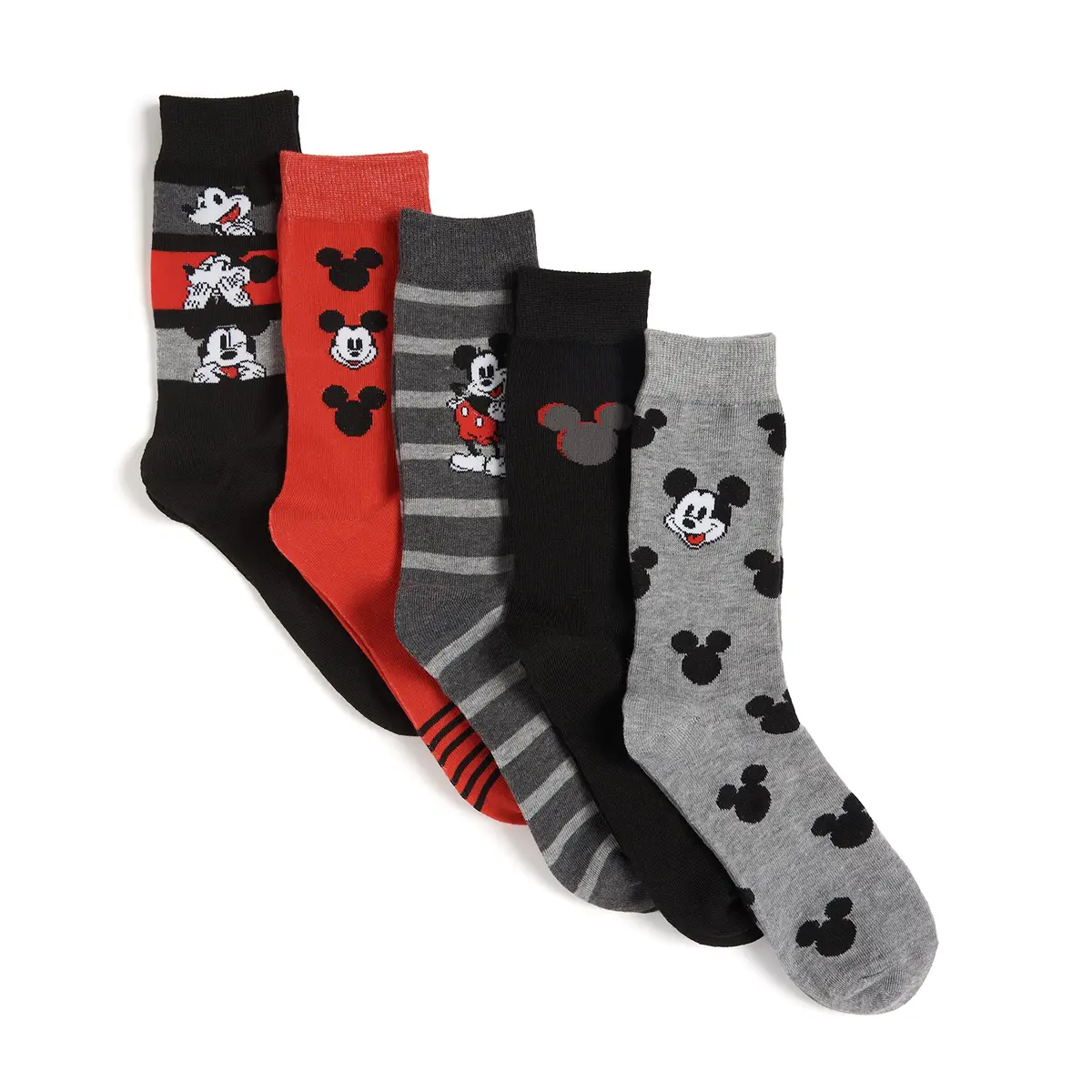 Disney Mickey Mouse 5 Pack Crew Socks | Cartoon, Comfortable, Durable (98% Polyester, 2% Spandex) - view 2