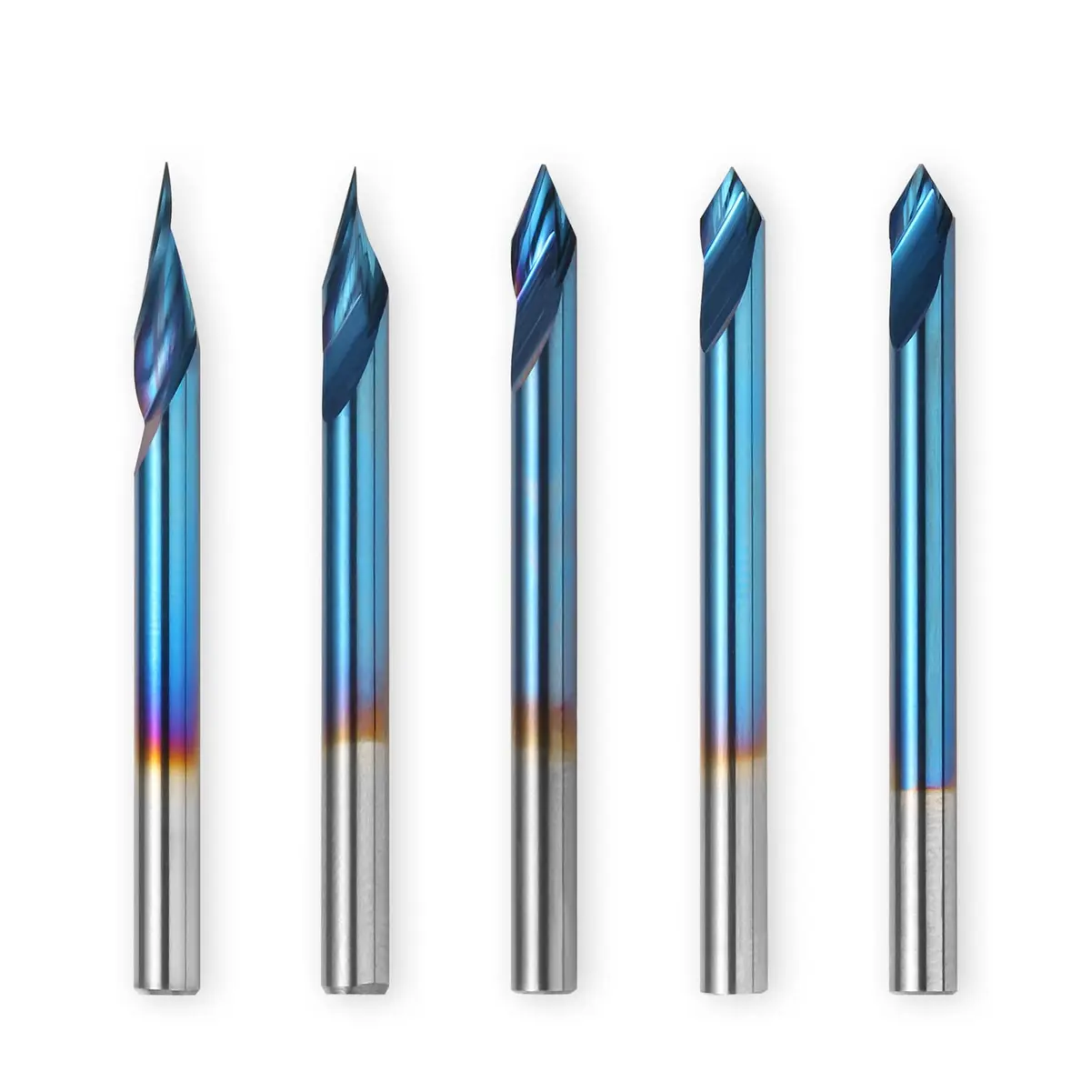 Genmitsu V-Groove CNC Router Bits, 20/30/45/60 Degree, 1/8'' Shank, Nano Blue Coating, for Wood Carving & Milling - main product image