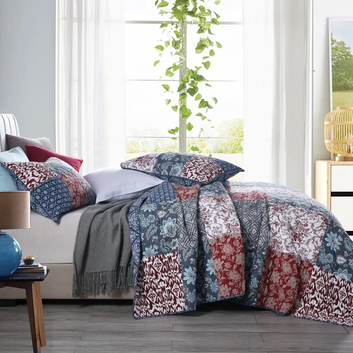 Yvooxny Quilts King Size Bedspread Quilt Set Lightweight Reversible Patchwork Bedding for All Seasons - view 6