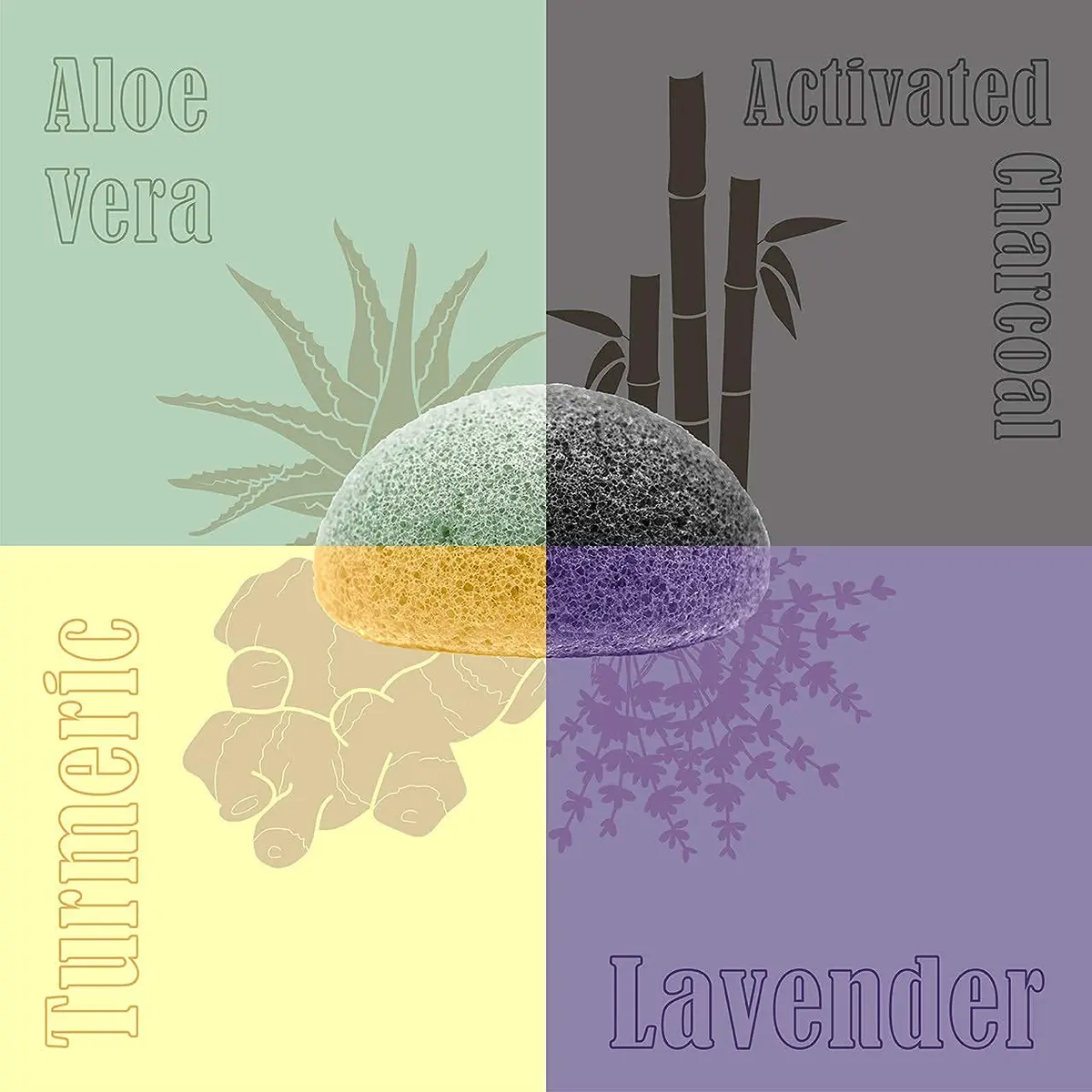 myHomeBody Natural Konjac Facial Sponge, Violet Lavender & Sage Green | Gentle, Vegan & Suitable for All Skin Types - view 6
