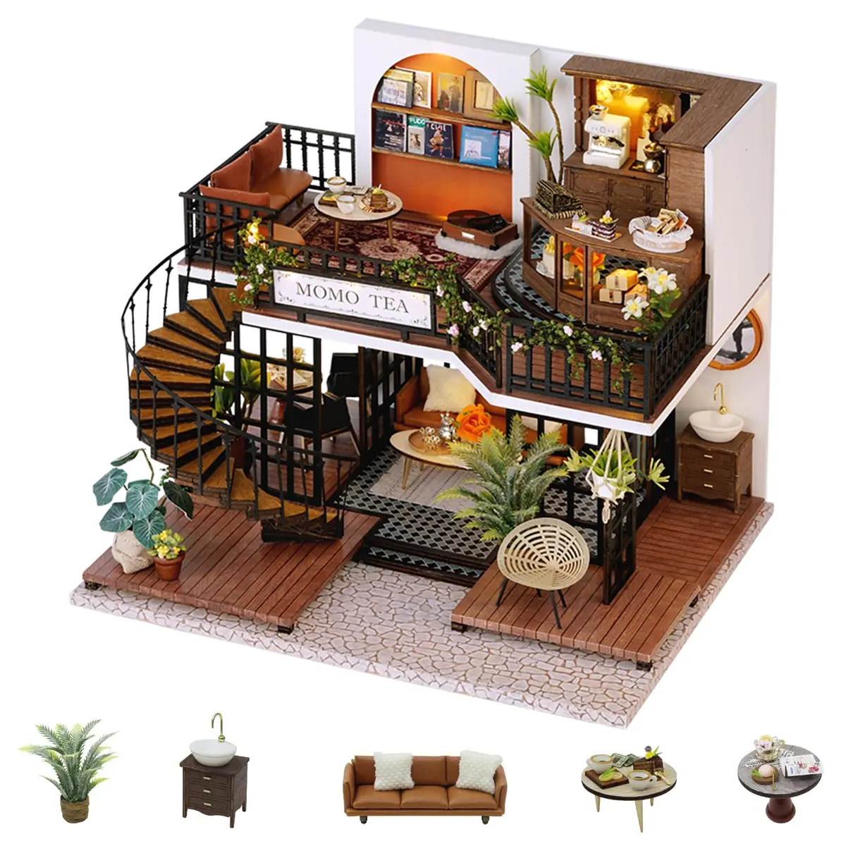 Flever Dollhouse Miniature DIY House Kit 8.7x7.5x7.2 inches | Creative Room with Furniture for Romantic Artwork Gift - main product image