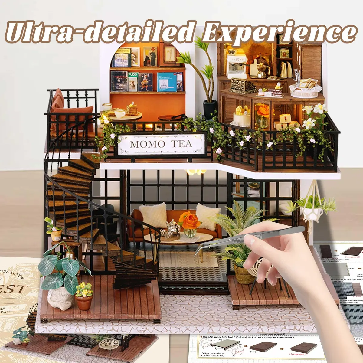 Flever Dollhouse Miniature DIY House Kit 8.7x7.5x7.2 inches | Creative Room with Furniture for Romantic Artwork Gift - view 6