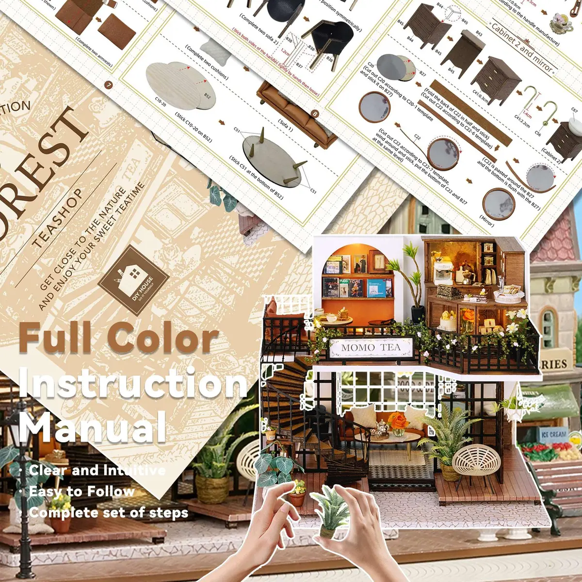 Flever Dollhouse Miniature DIY House Kit 8.7x7.5x7.2 inches | Creative Room with Furniture for Romantic Artwork Gift - view 7