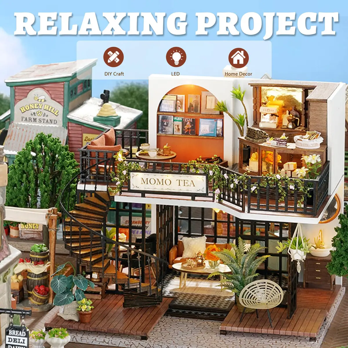 Flever Dollhouse Miniature DIY House Kit 8.7x7.5x7.2 inches | Creative Room with Furniture for Romantic Artwork Gift - view 8
