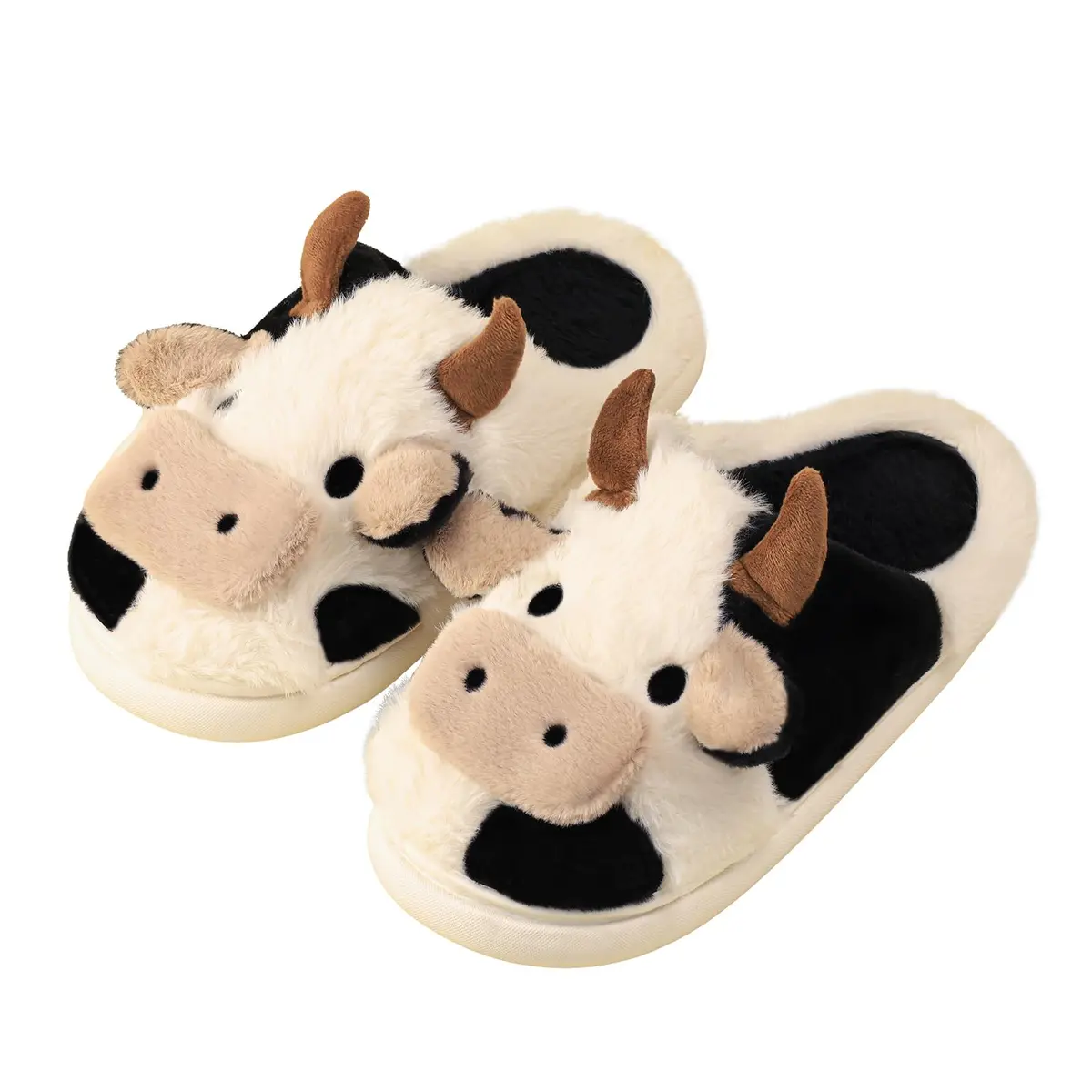 Gaolinci Cartoon Cow Cotton Slippers for Women US 8-9 | Warm & Cozy Indoor Outdoor House Shoes - main product image