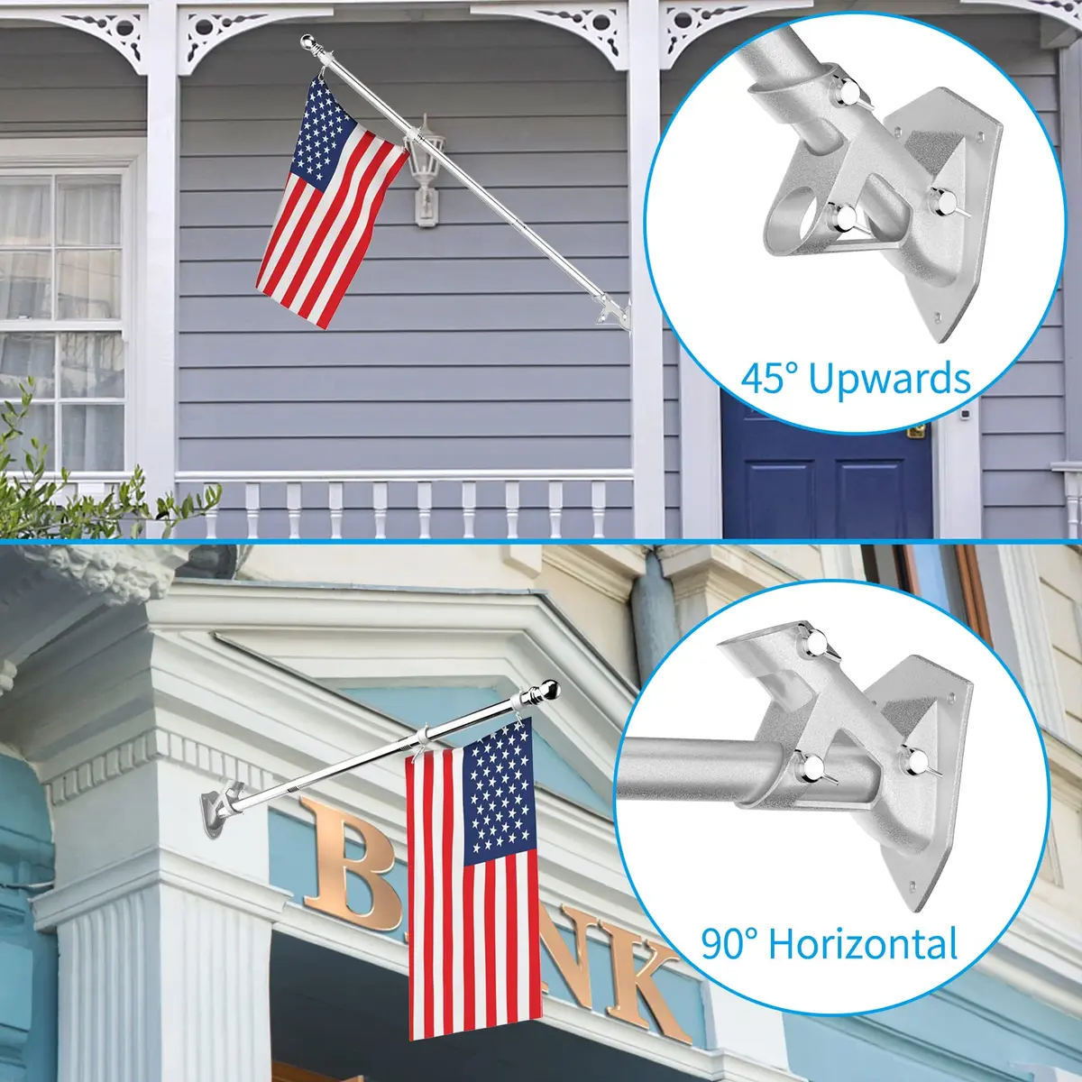 ZMTECH 6 FT Stainless Steel Flag Pole Kit - 2 Pack, Silver | Tangle-Free Outdoor House Flag Stand - view 4