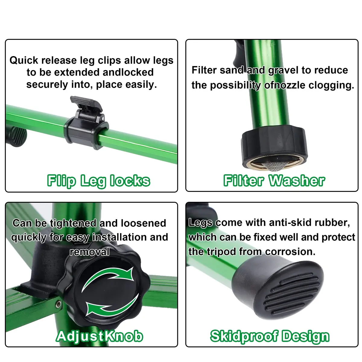 Biswing Impact Sprinkler Head on Tripod Base, Heavy Duty Lawn Sprinklers, 360 Degree Large Area Irrigation, Metal Sprinkler Nozzle & Alloy Legs, 1 Pack - view 5