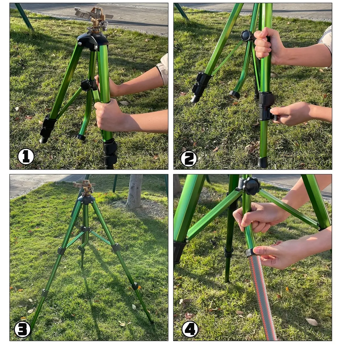 Biswing Impact Sprinkler Head on Tripod Base, Heavy Duty Lawn Sprinklers, 360 Degree Large Area Irrigation, Metal Sprinkler Nozzle & Alloy Legs, 1 Pack - view 6