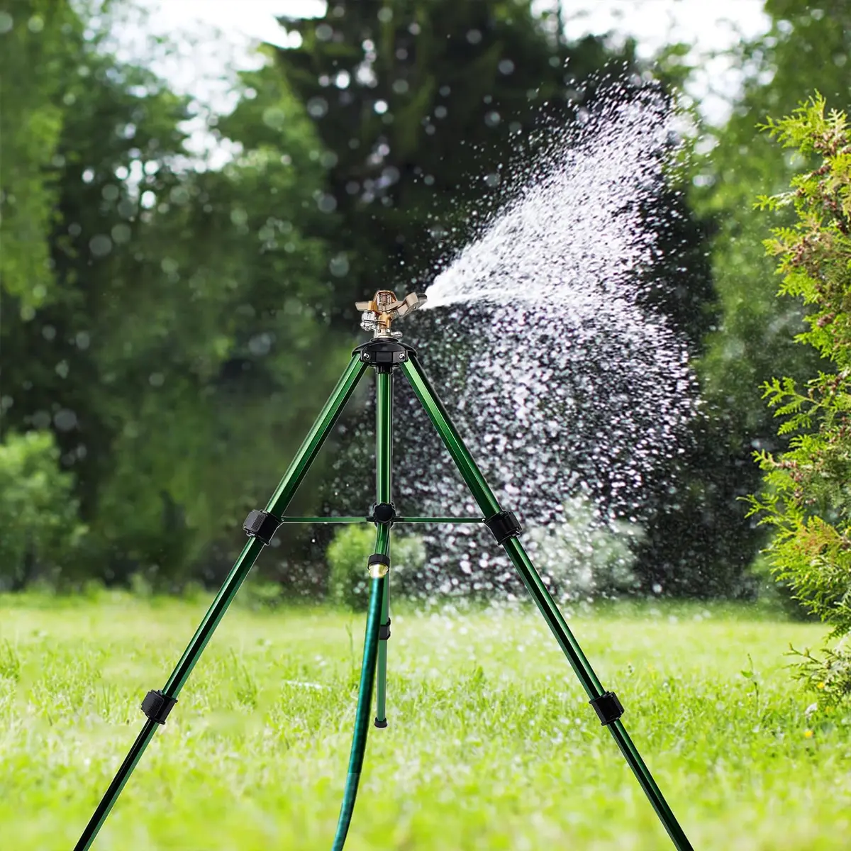Biswing Impact Sprinkler Head on Tripod Base, Heavy Duty Lawn Sprinklers, 360 Degree Large Area Irrigation, Metal Sprinkler Nozzle & Alloy Legs, 1 Pack - view 7