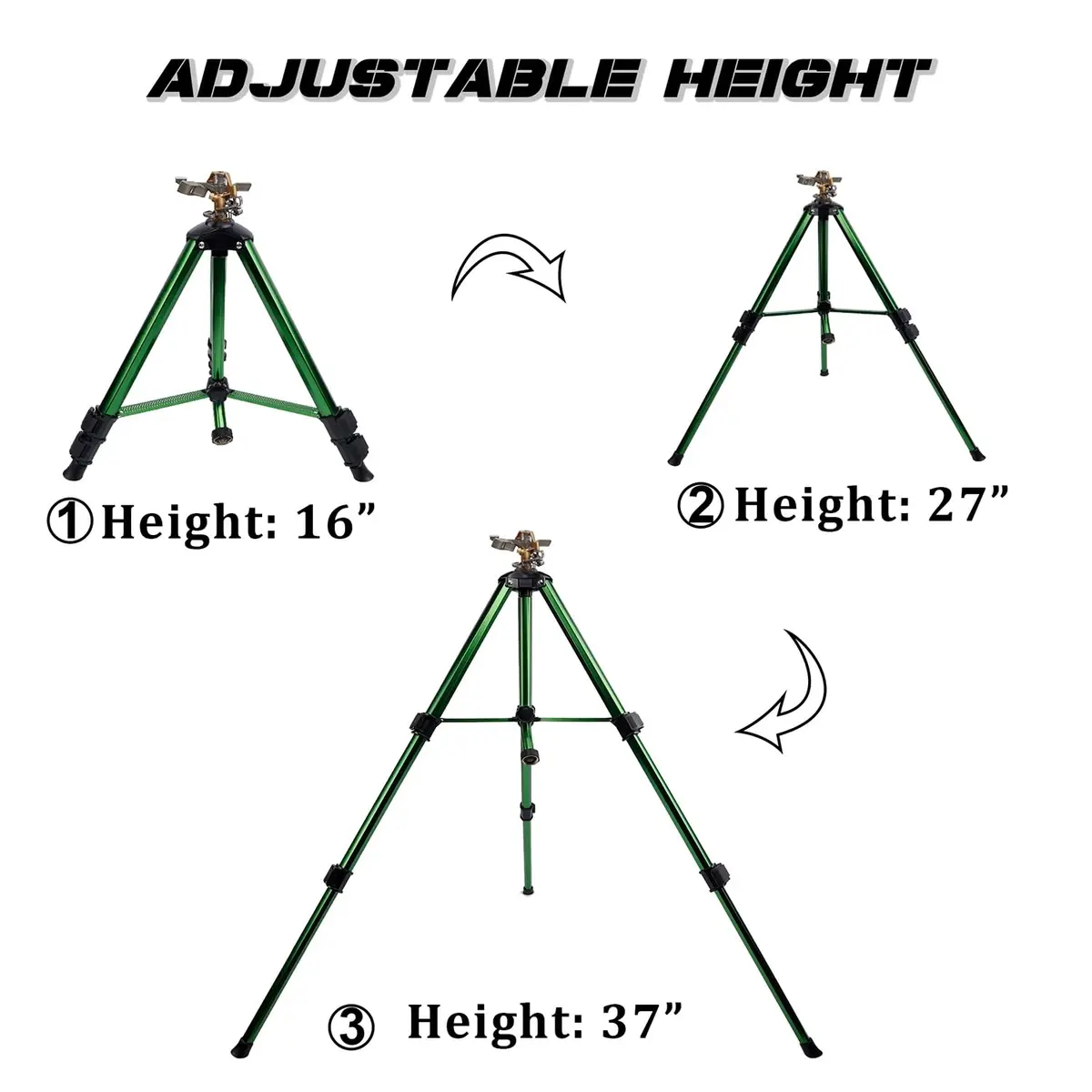 Biswing Impact Sprinkler Head on Tripod Base, Heavy Duty Lawn Sprinklers, 360 Degree Large Area Irrigation, Metal Sprinkler Nozzle & Alloy Legs, 1 Pack - view 4