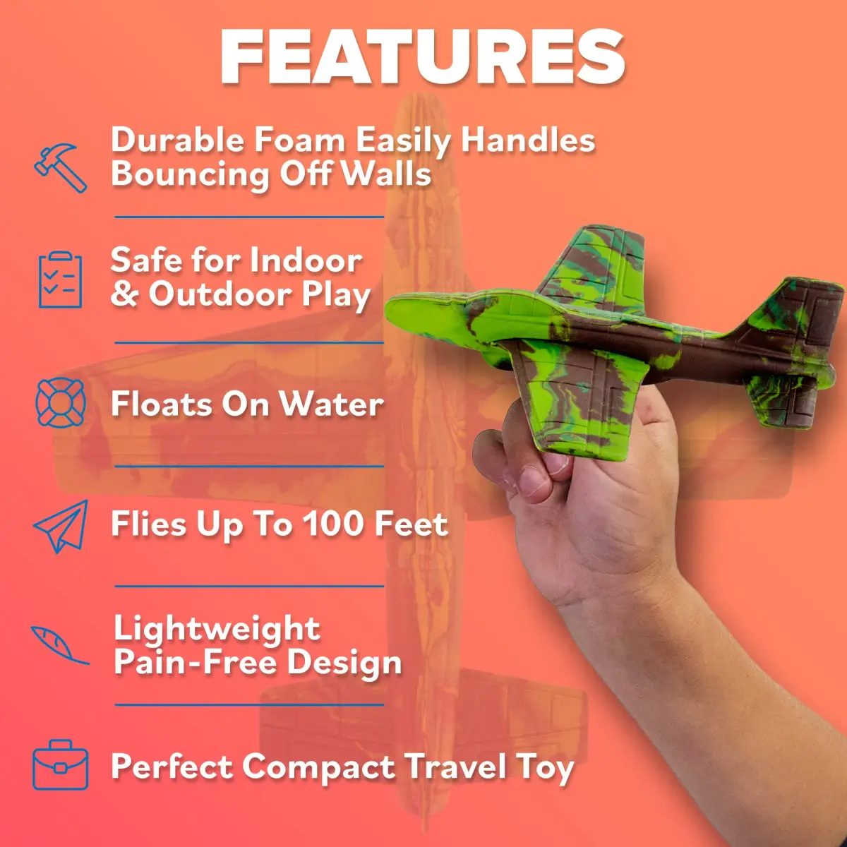 Refresh Sports Foam Airplane Toy Glider Plane Camo | EVA Foam, Flies Up to 100 FT, Safe for Indoor/Outdoor Play - view 4