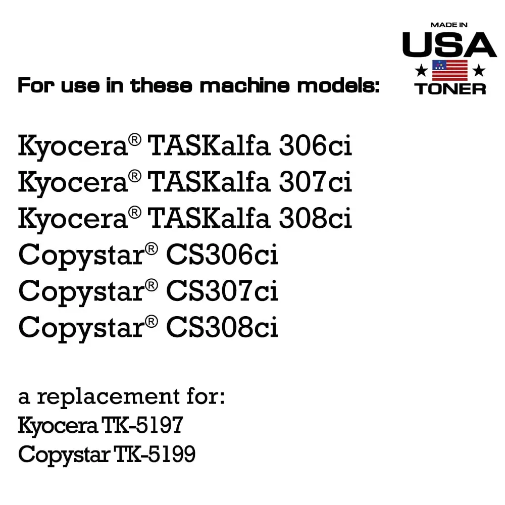 MADE IN USA TONER Compatible Replacement for Kyocera TK-5197K, TK-5199K | High Yield Black Toner Cartridge - view 2