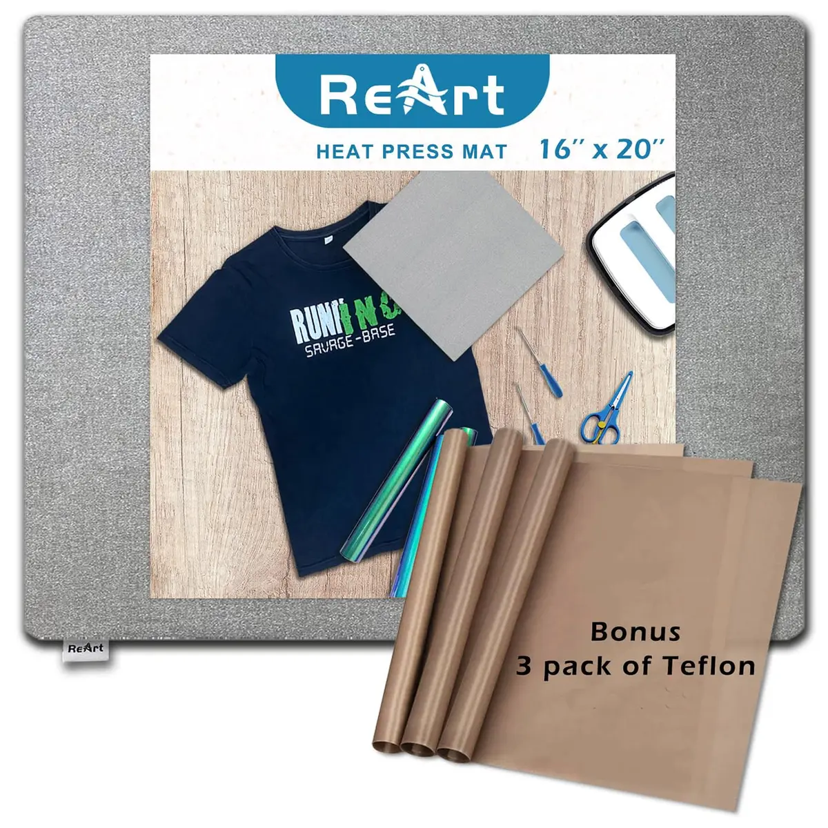 ReArt Heat Press Mat 16" x 20" | Both Sides Applicable for HTV & Iron On Projects - main product image