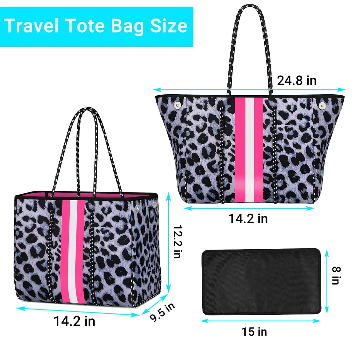 IBFUN Neoprene Tote Beach Bag for Women Teacher Nurse Laptop Work Tote | Large Capacity, Durable & Machine Washable - view 6