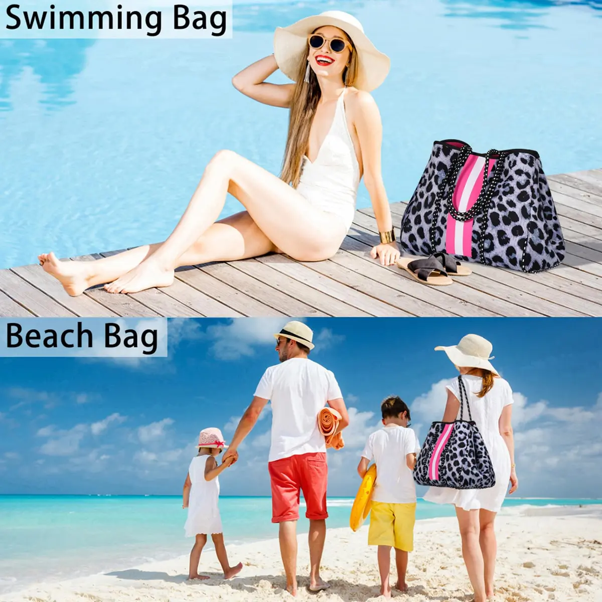 IBFUN Neoprene Tote Beach Bag for Women Teacher Nurse Laptop Work Tote | Large Capacity, Durable & Machine Washable - view 2