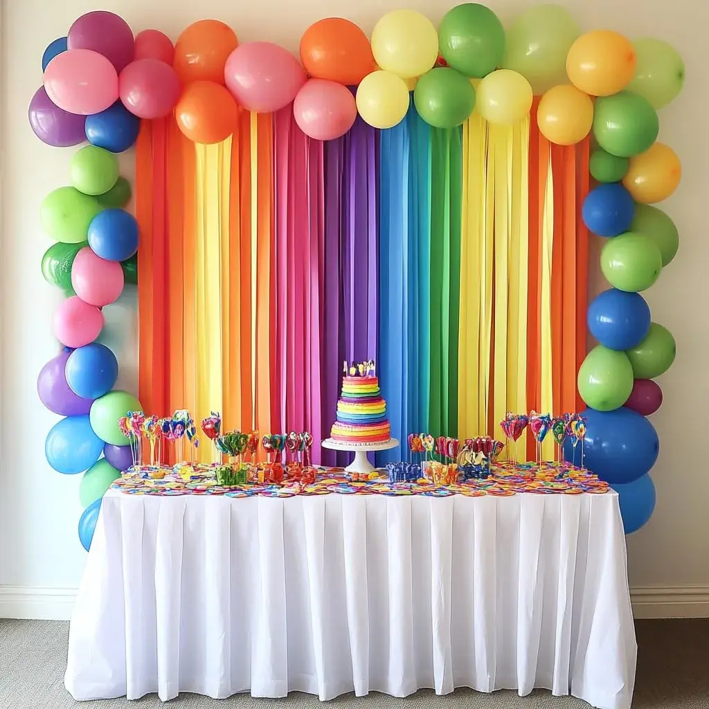Captain Decor 8-Pack Rainbow Crepe Paper Streamers | 656ft Total Length, 1.8" Width - view 2