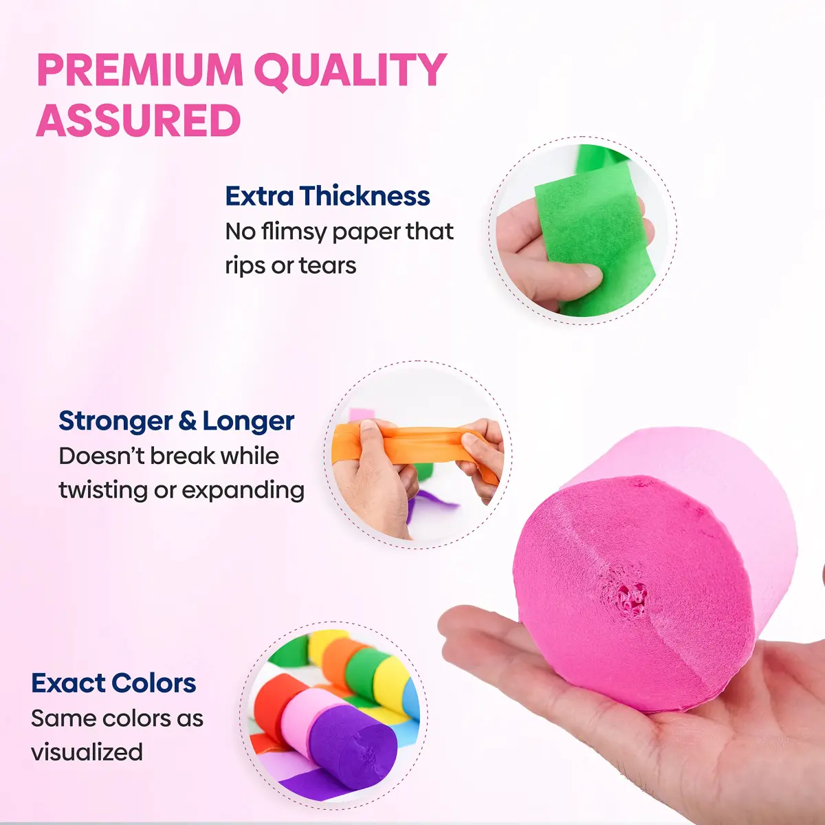 Captain Decor 8-Pack Rainbow Crepe Paper Streamers | 656ft Total Length, 1.8" Width - view 4