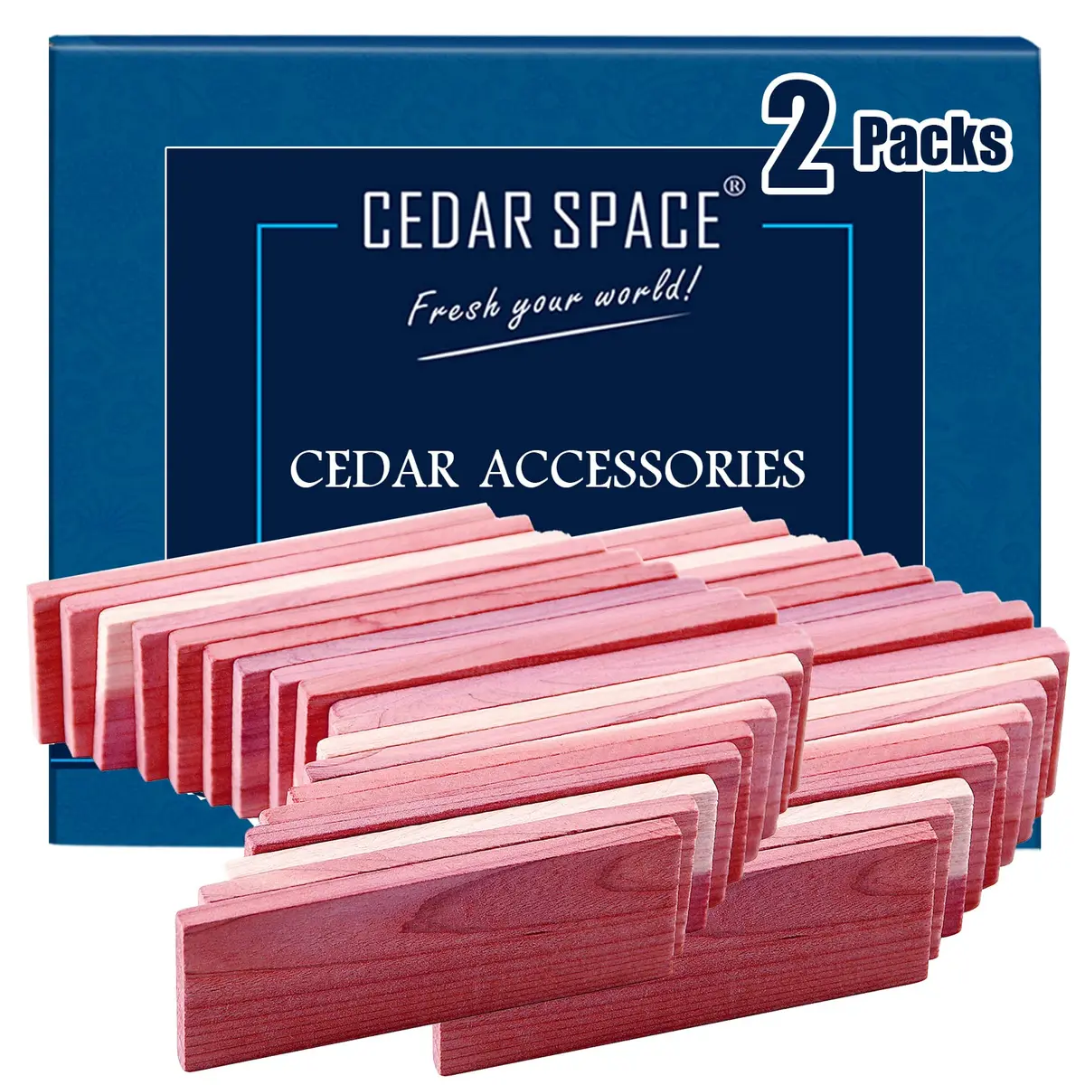 Cedar Space Cedar Blocks for Clothes Storage, 32 PCS Aromatic Red Cedar Wood Planks | Natural Moth Repellent for Closets & Drawers - main product image